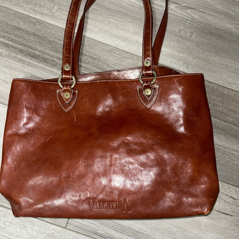 Valentina Womens Brown  Leather Shoulder Bag Purse  Handbag Brown Strap